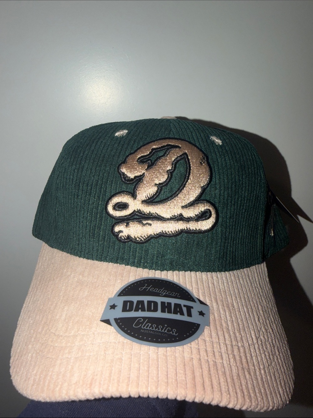 🎤🧢🎤 J Cole Dreamville Corduroy Two-Tone Dad Hat in Forest Green and Cream